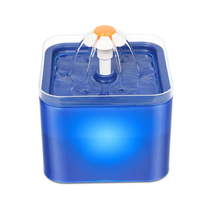 LED Water Fountain for Cats and Dogs with Recirculating Filter