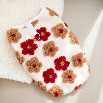 Warm Floral Print Fleece Vest for Small Dogs and Puppies