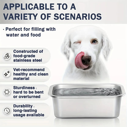 Stainless Steel Dog Bowl - Large Capacity Pet Feeding Tray
