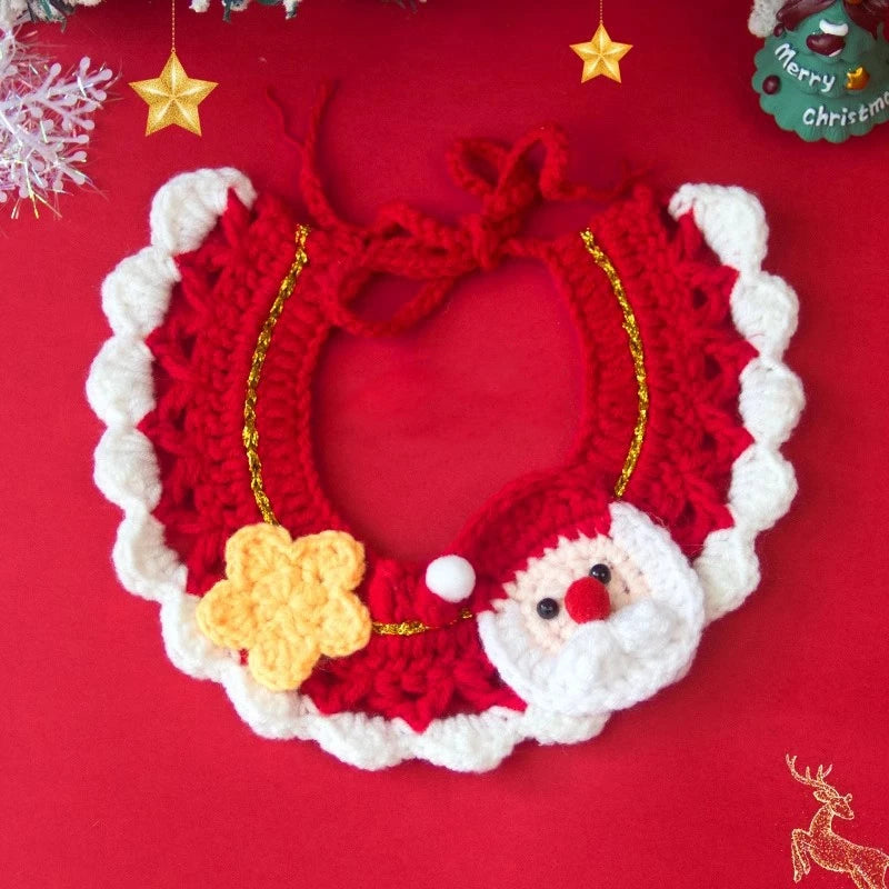 Christmas Cat Bow Tie Collar Scarf for Festive Pet Style