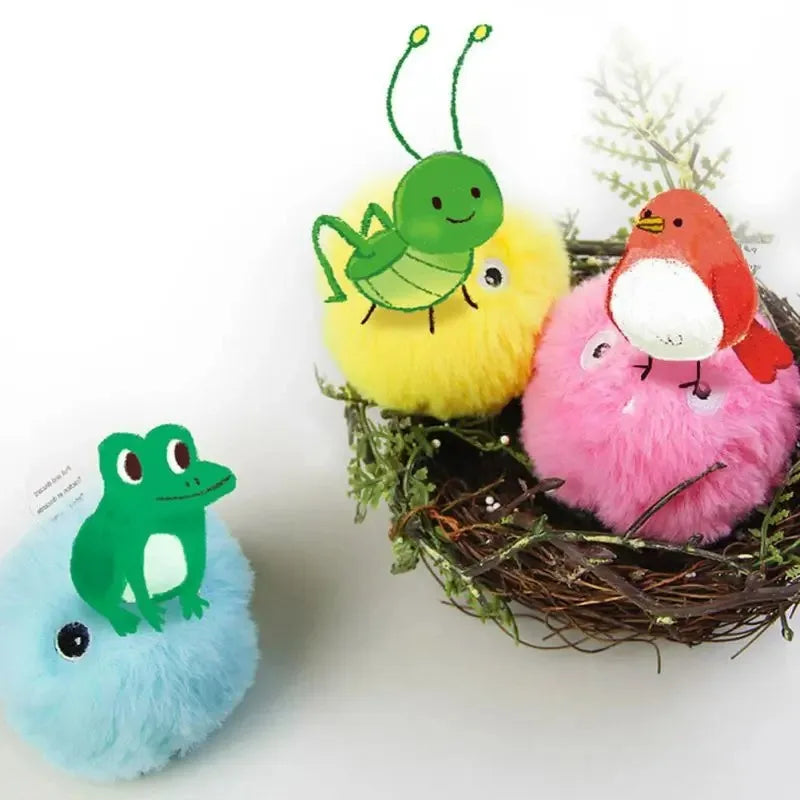 Plush Self-Healing Cat Teaser Balls with Sound Effects