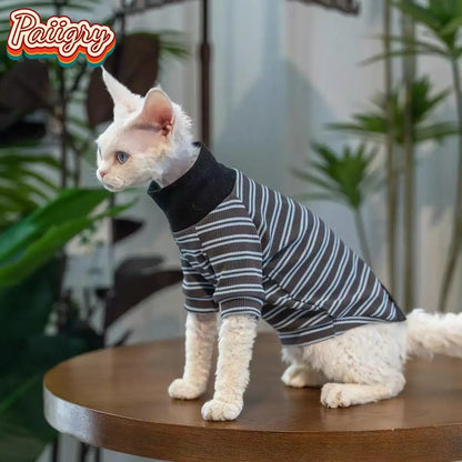 Devon Rex High-Neck T-Shirt for Summer Pet Comfort