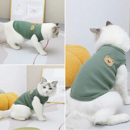 Green Bear Vest for Small Dogs and Cats - Breathable T-Shirt
