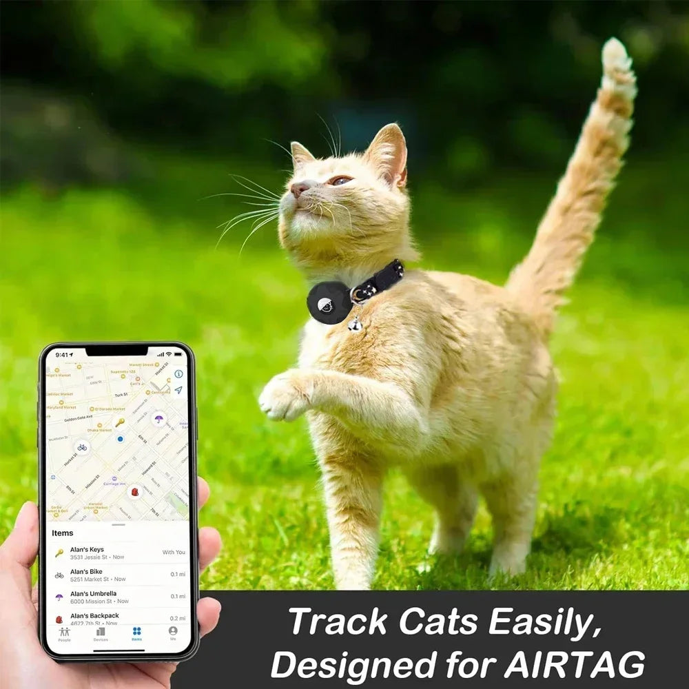 Reflective Cat Collar with Airtag Holder and Safety Breakaway