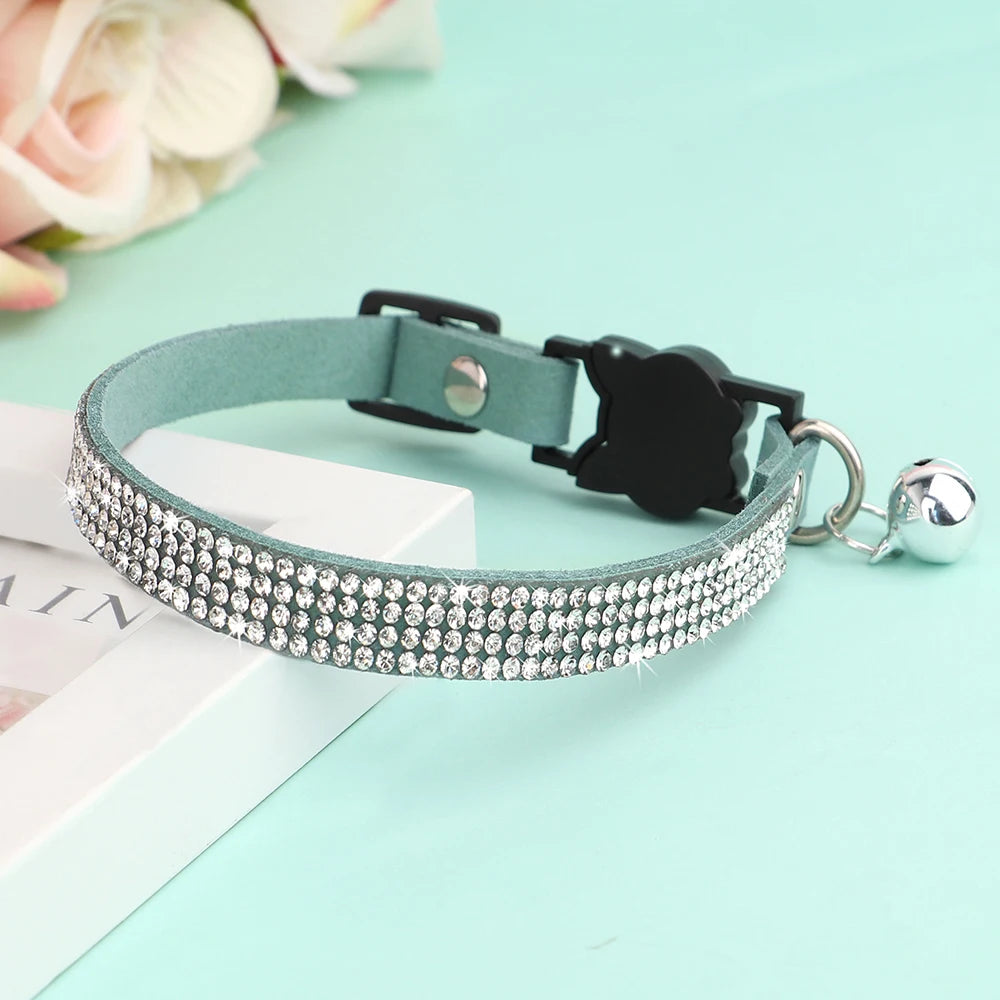 Adjustable Pink Rhinestone Cat Collar with Safety Breakaway