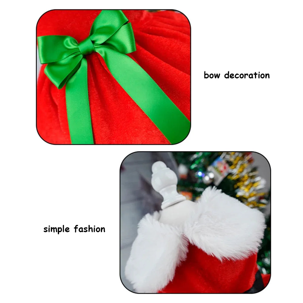 Red Christmas Dog Dress with Bow Skirt for Winter Wear