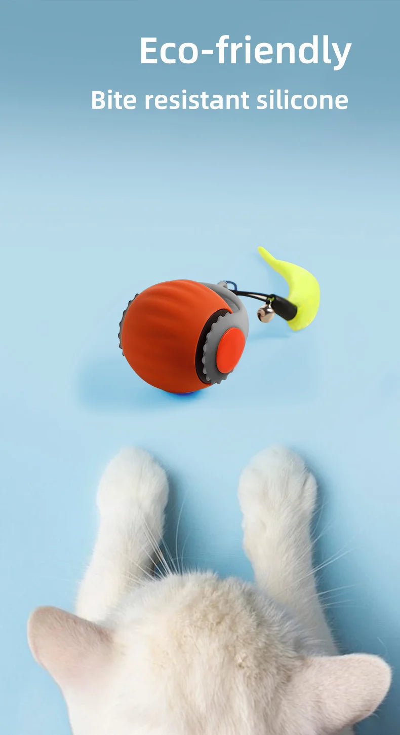 Rechargeable Interactive Cat Ball Toy with Faux Tail