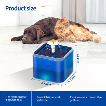 LED Water Fountain for Cats and Dogs with Recirculating Filter