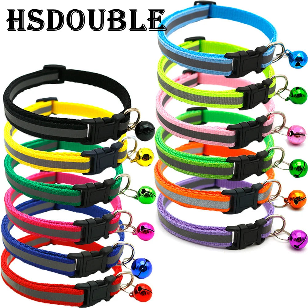 Adjustable Reflective Collars with Bells for Cats and Small Dogs