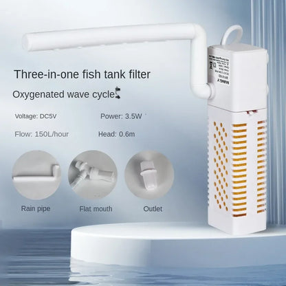 Silent USB Internal Aquarium Filter with Circulating Pump