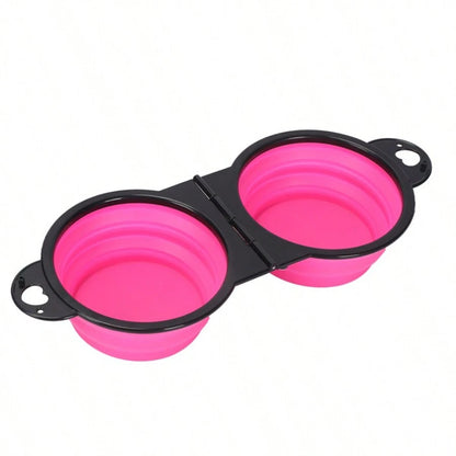 Foldable 2-in-1 Dual Bowl for Travel Dogs and Cats