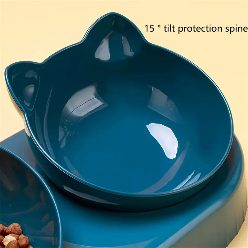 Cat Feeding Station with Bowls for Two Cats - Cute Design