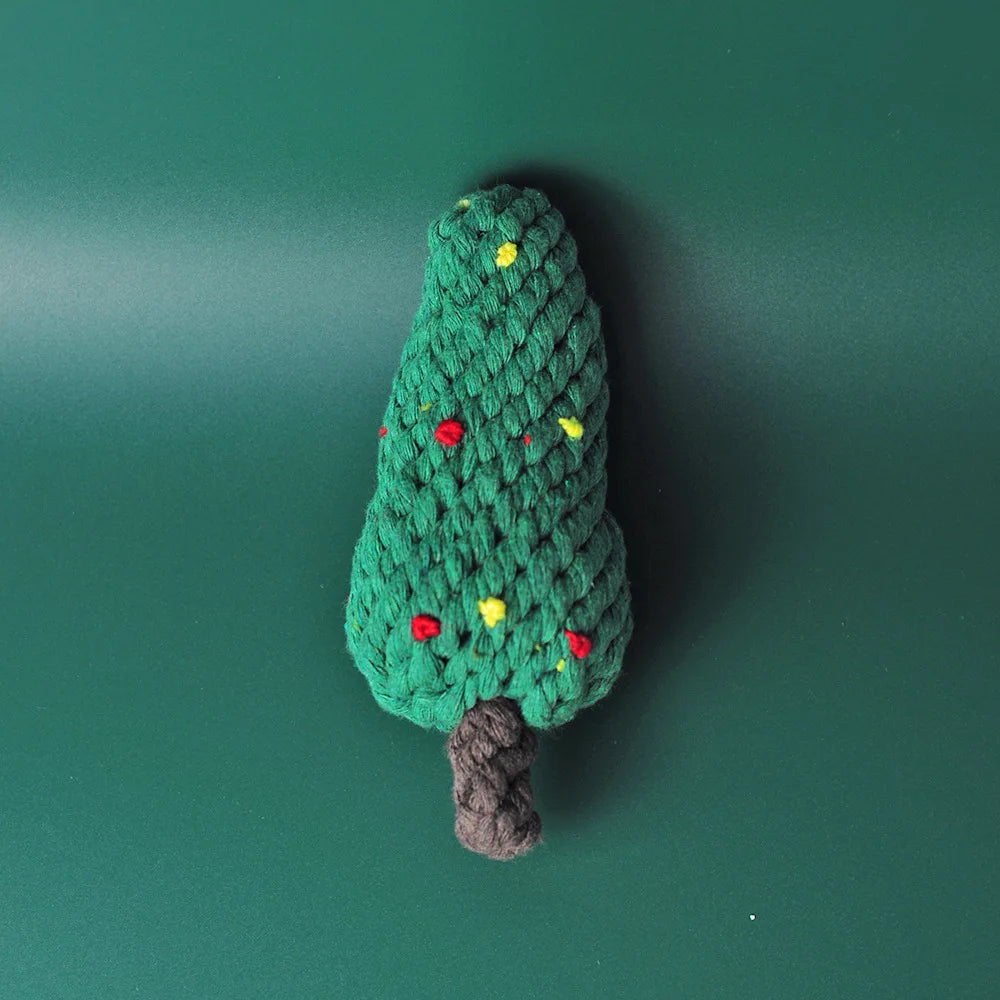 Christmas Cotton Rope Dog Toy Set - Bite-Resistant & Interactive