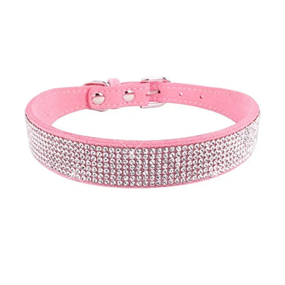 Glitter Rhinestone Dog Collar with Zinc Alloy Buckle for Small Pets