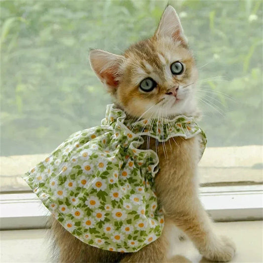 Floral Cotton Suspender Skirt for Cats and Dogs