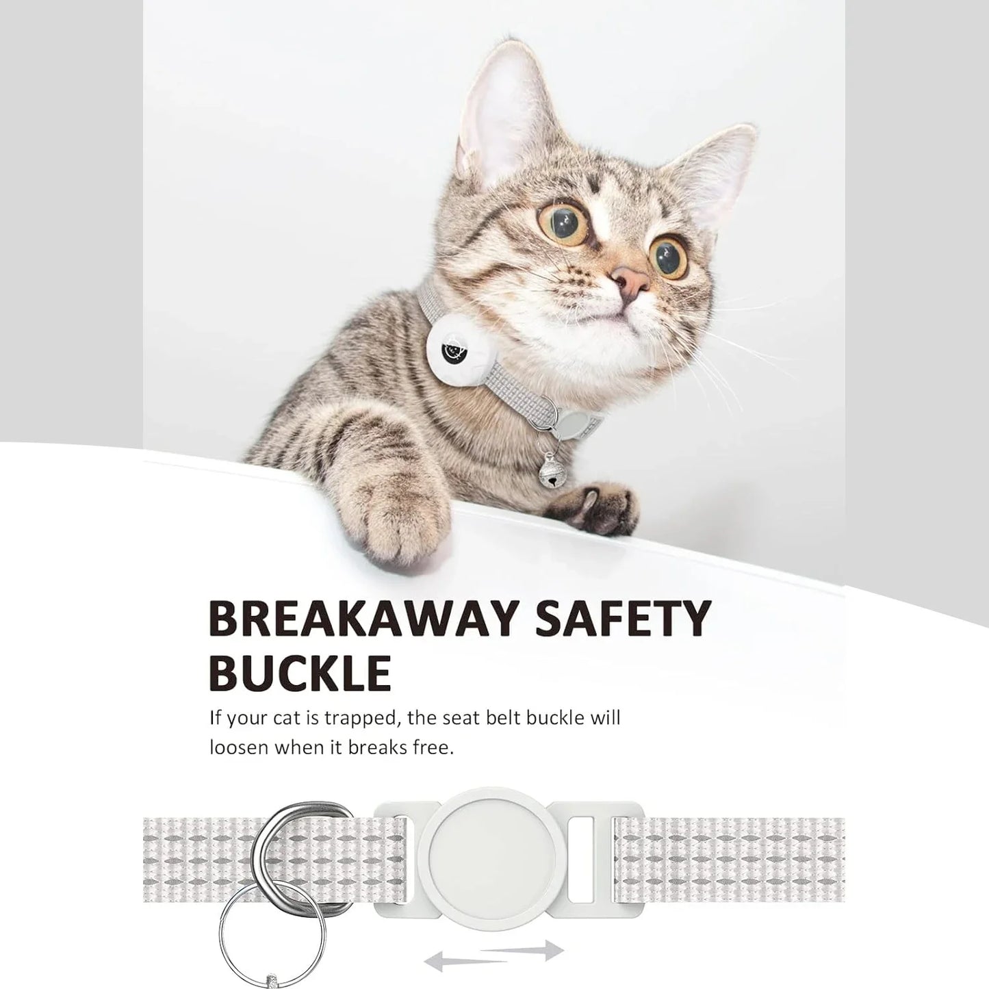 Reflective GPS Cat Collar with AirTag Holder and Bell