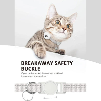 Reflective GPS Cat Collar with AirTag Holder and Bell