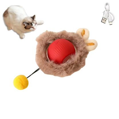 Rechargeable Interactive Cat Ball Toy with Faux Tail
