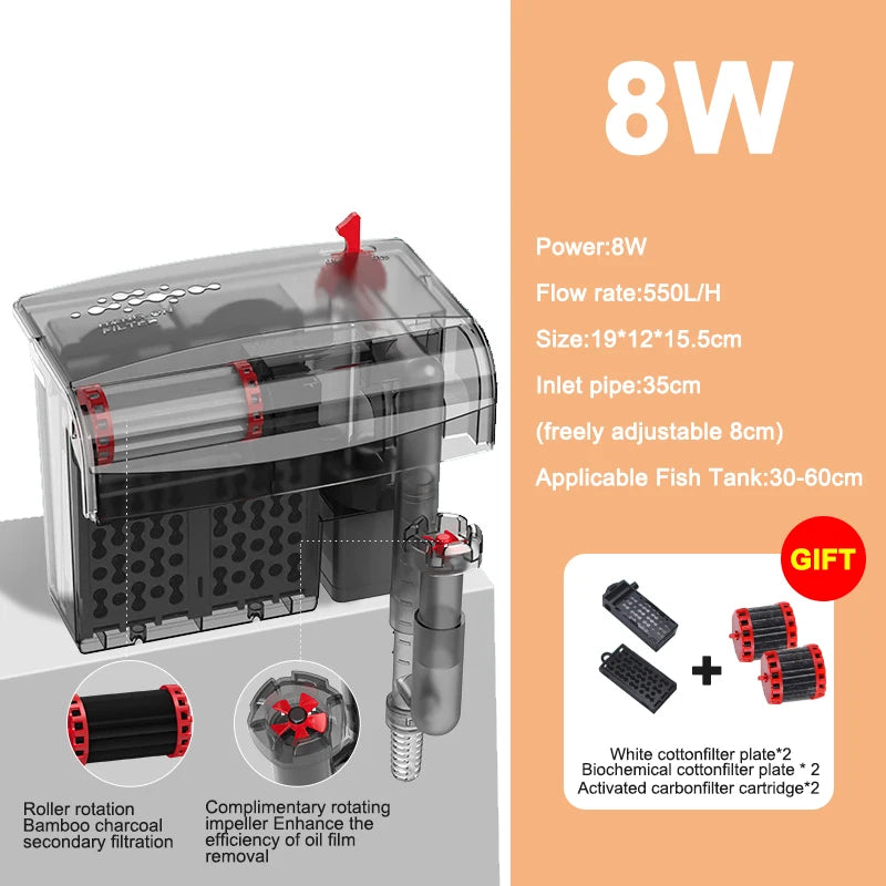 3-in-1 Silent Aquarium Filter and Aeration Pump
