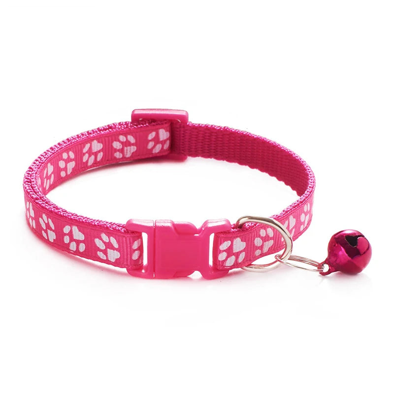Dog Print Cat Collar with Bell - Multiple Color Options
