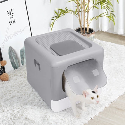 Sifting Cat Litter Box with Foldable Design and Scoop