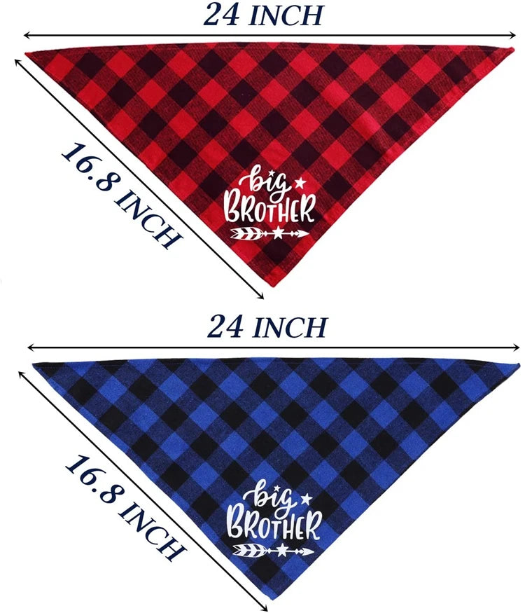 Big Brother Plaid Dog Bandana for Pregnancy Announcements