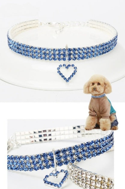 Rhinestone Pet Collar for Cats and Dogs - Adjustable Love Design