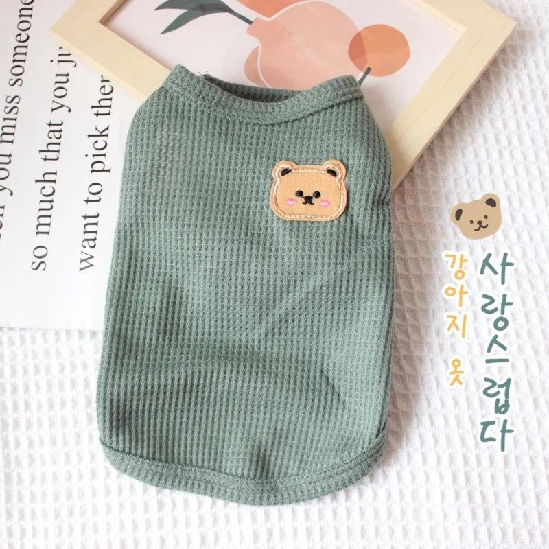 Green Bear Vest for Small Dogs and Cats - Breathable T-Shirt