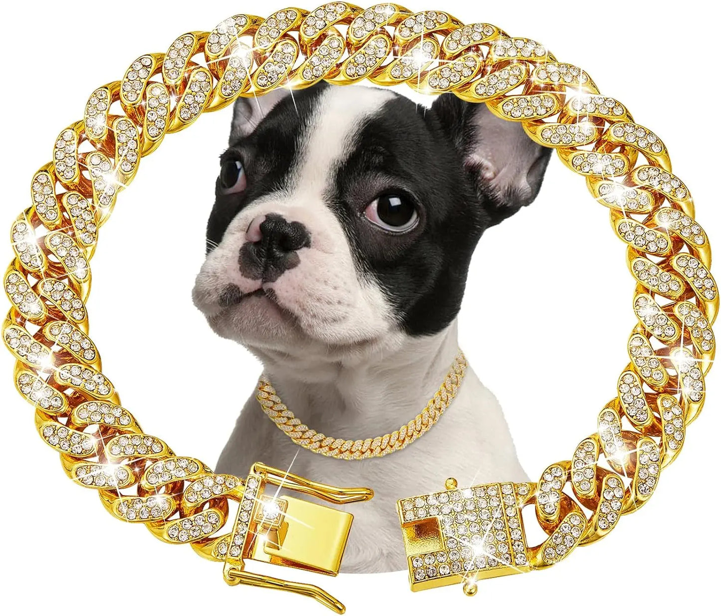 Gold Metal Dog Chain Collar for Small to Large Pets
