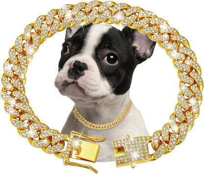 Gold Metal Dog Chain Collar for Small to Large Pets