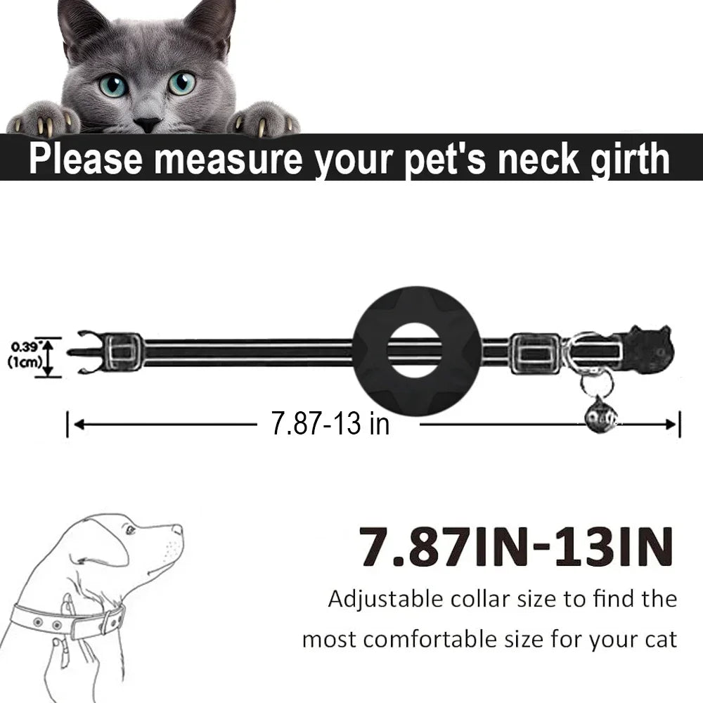 Reflective Cat Collar with Airtag Holder and Safety Breakaway