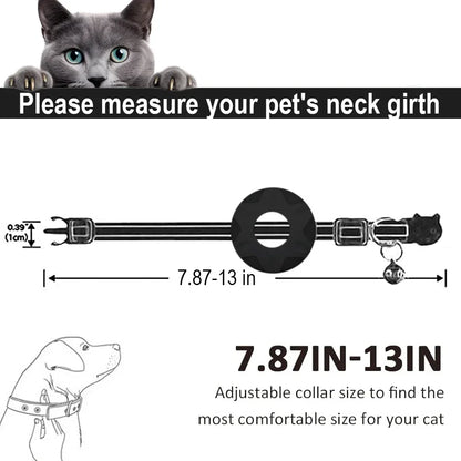 Reflective Cat Collar with Airtag Holder and Safety Breakaway