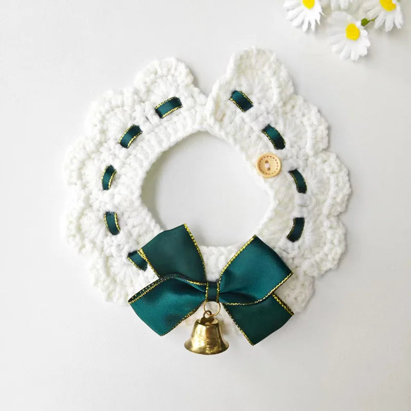 Festive Cat Scarf with Bell Necklace for Holiday Photoshoots
