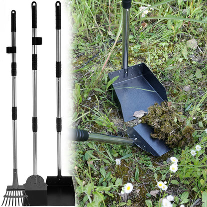 Pet Pooper Scooper Set with Long Handle for Easy Waste Clean-Up