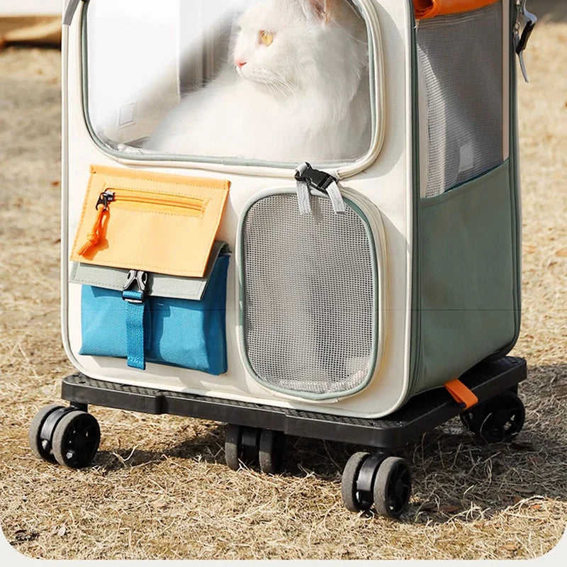 Portable Pet Trolley Backpack for Cats and Small Dogs