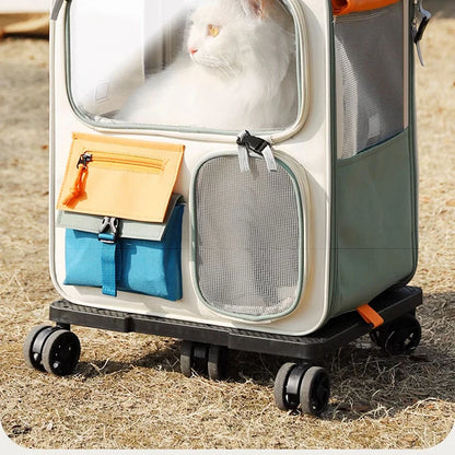 Portable Pet Trolley Backpack for Cats and Small Dogs