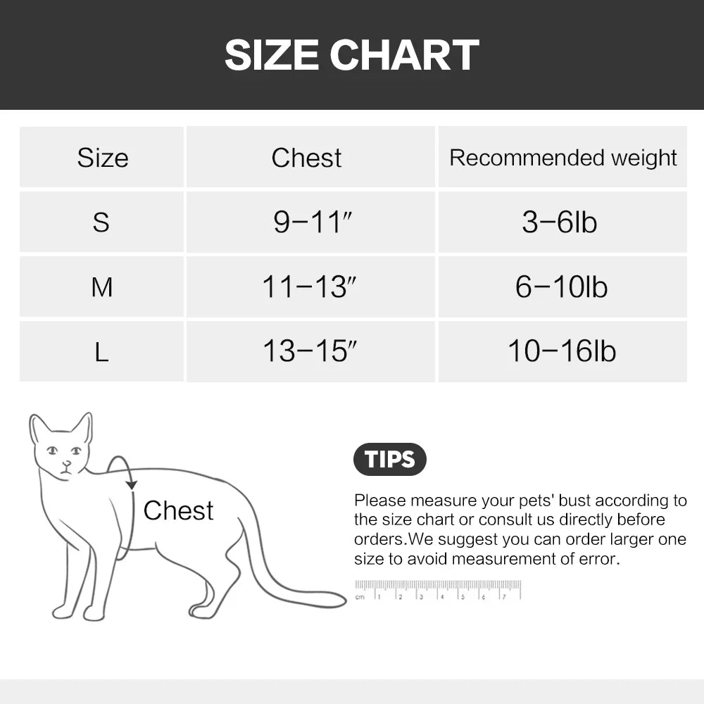 Cotton Recovery Suit for Male and Female Cats
