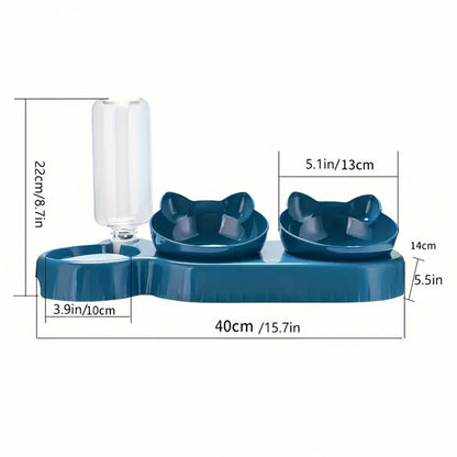 Cat Feeding Station with Bowls for Two Cats - Cute Design