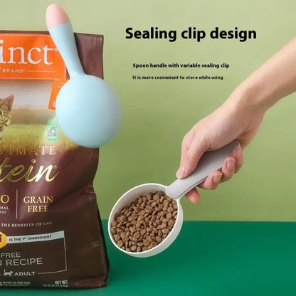 Plastic Pet Food Measuring Spoon with Sealing Clip