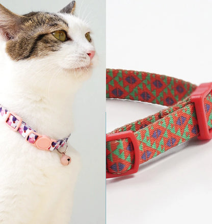 Adjustable Soft Nylon Cat Collar with Small Bell 15-30cm