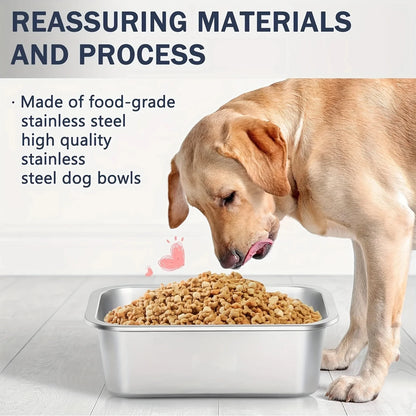 Stainless Steel Dog Bowl - Large Capacity Pet Feeding Tray