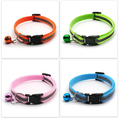Adjustable Reflective Collars with Bells for Cats and Small Dogs