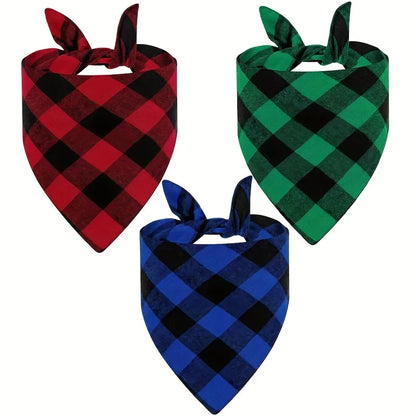 3-Pack Christmas Pet Triangle Scarves for Dogs and Cats