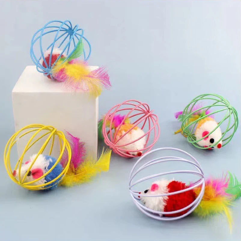 Plush Colorful Mouse Toy Ball for Cats and Kittens