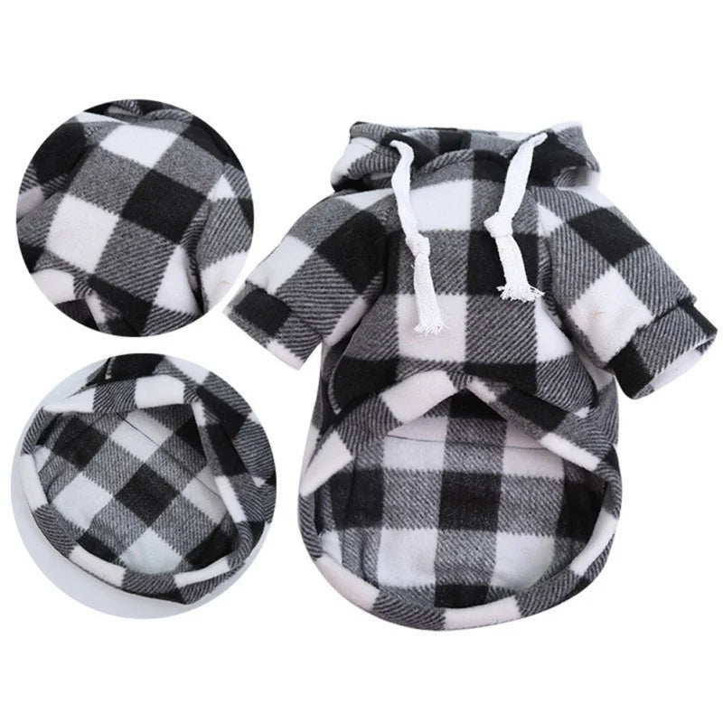 Plaid Dog Hoodie Jacket for Cold Weather - Warm Pet Apparel