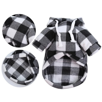 Plaid Dog Hoodie Jacket for Cold Weather - Warm Pet Apparel