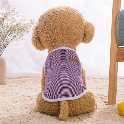 Striped Cotton Sleeveless T-Shirt for Small Dogs and Cats