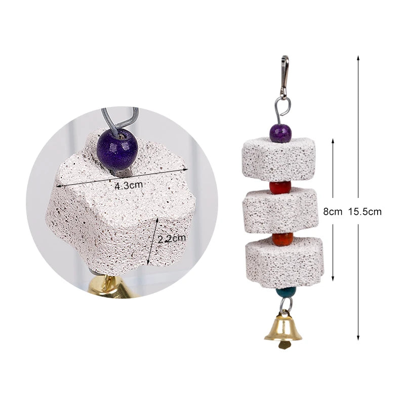 Calcium Stone Chewing Toy with Bells for Small Pets