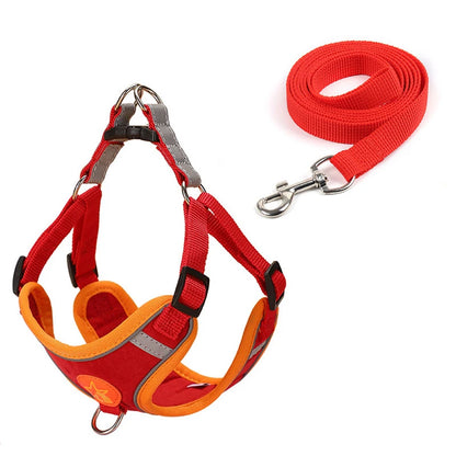 Reflective Chest Harness for Small Dogs with Traction Rope