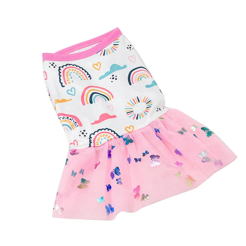Lace Design Spring Summer Dog & Cat Dress with Mesh Skirt